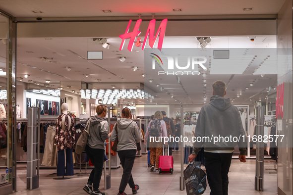  H & M store in a shopping mall in Krakow, Poland on October 19th, 2024. 