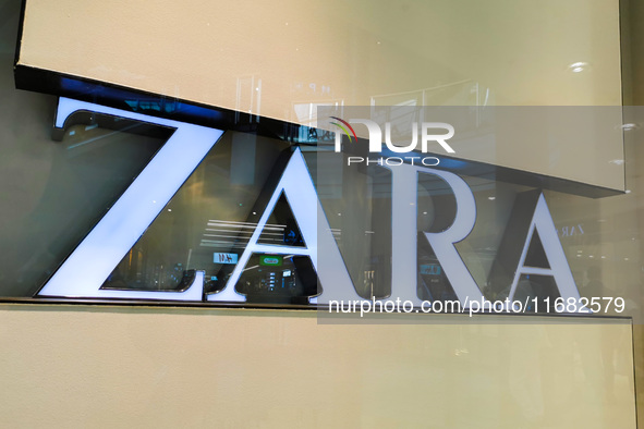 Zara logo is seen on a store in Krakow, Poland on October 19th, 2024. 