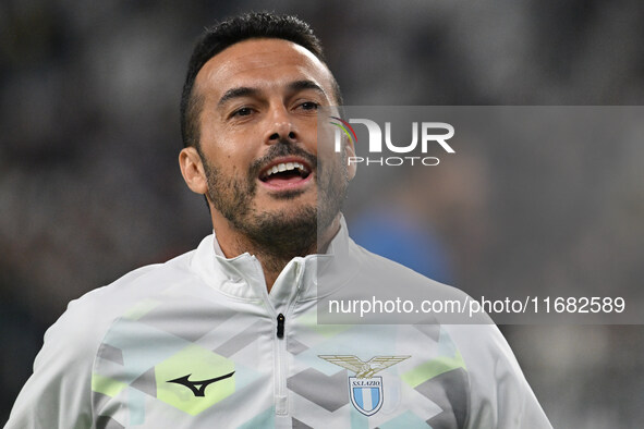 Pedro of S.S. Lazio participates in the 8th day of the Serie A Championship between Juventus F.C. and S.S. Lazio at Allianz Stadium in Turin...