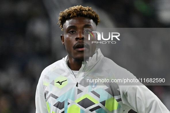 Fisayo Dele-Bashiru of S.S. Lazio participates in the 8th day of the Serie A Championship between Juventus F.C. and S.S. Lazio at Allianz St...