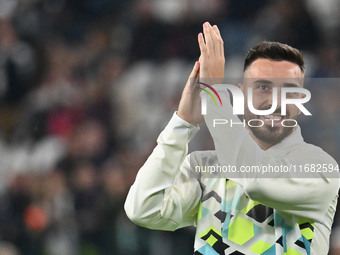 Mario Gila of S.S. Lazio participates in the 8th day of the Serie A Championship between Juventus F.C. and S.S. Lazio at Allianz Stadium in...