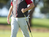 Dan Bradbury of England reacts on the 1st green on the third day of the Estrella Damm N.A. Andalucia Masters 2024 at Real Club de Golf Sotog...