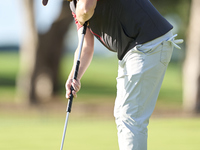 Dan Bradbury of England plays a shot on the 1st green on the third day of the Estrella Damm N.A. Andalucia Masters 2024 at Real Club de Golf...