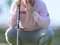 Richie Ramsay of Scotland studies his shot on the 1st green on the third day of the Estrella Damm N.A. Andalucia Masters 2024 at Real Club d...