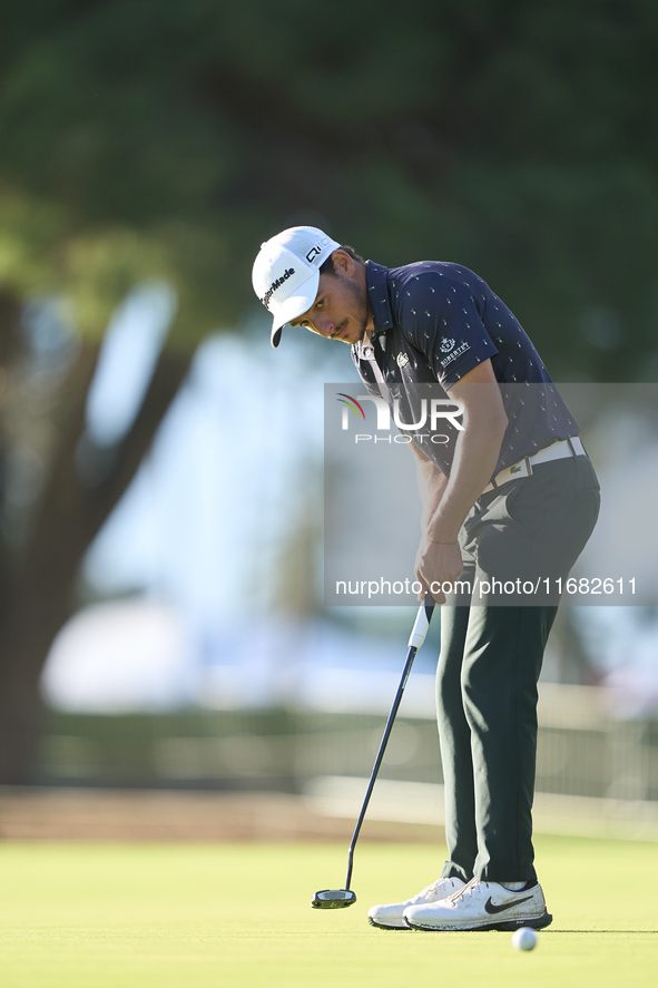 Tom Vaillant of France plays a shot on the 1st green on the third day of the Estrella Damm N.A. Andalucia Masters 2024 at Real Club de Golf...