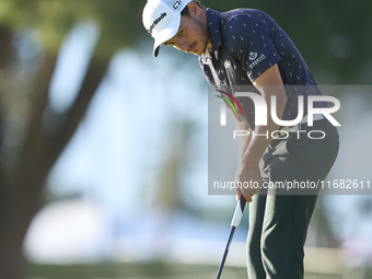 Tom Vaillant of France plays a shot on the 1st green on the third day of the Estrella Damm N.A. Andalucia Masters 2024 at Real Club de Golf...