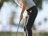 Ross Fisher of England plays a shot on the 1st green on the third day of the Estrella Damm N.A. Andalucia Masters 2024 at Real Club de Golf...