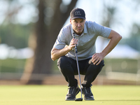 Ross Fisher of England reacts on the 1st green on the third day of the Estrella Damm N.A. Andalucia Masters 2024 at Real Club de Golf Sotogr...