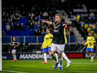 FC Twente midfielder Sem Steijn celebrates the 0-1 goal during the match between RKC and Twente at the Mandemakers Stadium in Waalwijk, Neth...