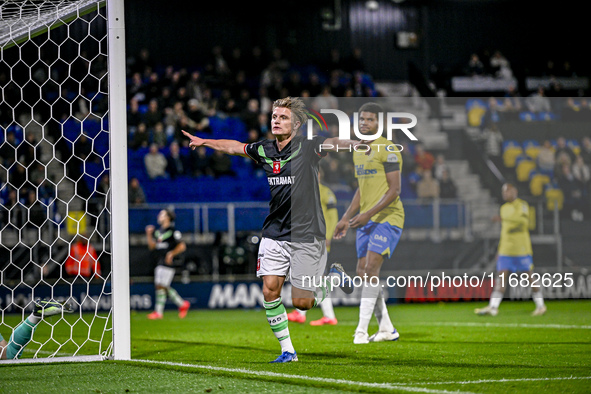 FC Twente midfielder Sem Steijn celebrates the 0-1 goal during the match between RKC and Twente at the Mandemakers Stadium in Waalwijk, Neth...