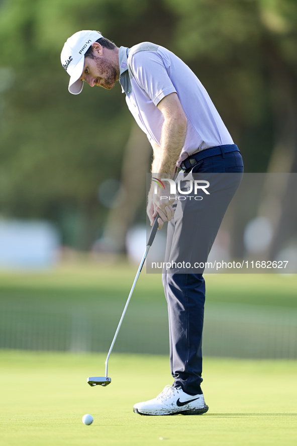 Andrew Wilson of England plays a shot on the 1st green on the third day of the Estrella Damm N.A. Andalucia Masters 2024 at Real Club de Gol...