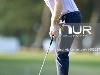 Andrew Wilson of England plays a shot on the 1st green on the third day of the Estrella Damm N.A. Andalucia Masters 2024 at Real Club de Gol...