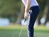 Andrew Wilson of England plays a shot on the 1st green on the third day of the Estrella Damm N.A. Andalucia Masters 2024 at Real Club de Gol...