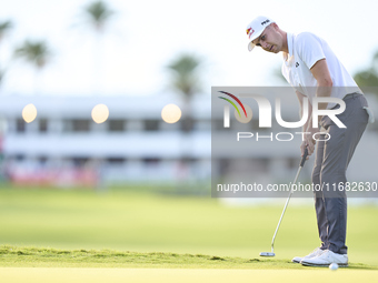 Matthias Schwab of Austria plays a shot on the 1st green on the third day of the Estrella Damm N.A. Andalucia Masters 2024 at Real Club de G...