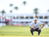 Matthias Schwab of Austria studies his shot on the 1st green on the third day of the Estrella Damm N.A. Andalucia Masters 2024 at Real Club...