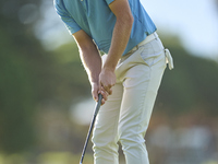 Jesper Svensson of Sweden plays a shot on the 1st green on the third day of the Estrella Damm N.A. Andalucia Masters 2024 at Real Club de Go...