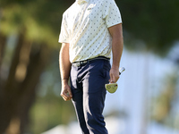 Adri Arnaus of Spain reacts on the 1st green on the third day of the Estrella Damm N.A. Andalucia Masters 2024 at Real Club de Golf Sotogran...