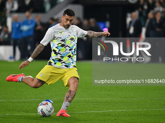 Mattia Zaccagni of S.S. Lazio participates in the 8th day of the Serie A Championship between Juventus F.C. and S.S. Lazio at Allianz Stadiu...