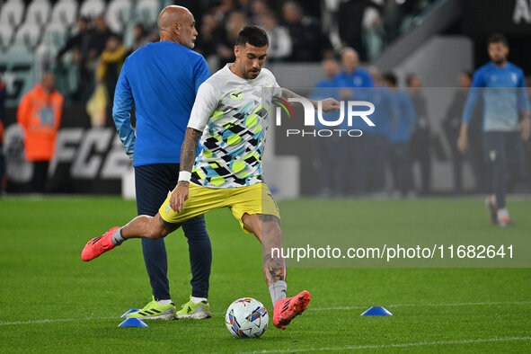 Mattia Zaccagni of S.S. Lazio participates in the 8th day of the Serie A Championship between Juventus F.C. and S.S. Lazio at Allianz Stadiu...