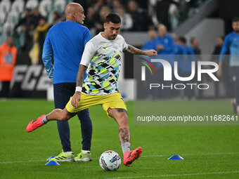 Mattia Zaccagni of S.S. Lazio participates in the 8th day of the Serie A Championship between Juventus F.C. and S.S. Lazio at Allianz Stadiu...