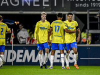 Players of RKC celebrate the goal of RKC forward Richonell Margaret, making the score 1-1, during the match between RKC and Twente at the Ma...