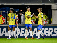 Players of RKC celebrate the goal of RKC forward Richonell Margaret, making the score 1-1, during the match between RKC and Twente at the Ma...