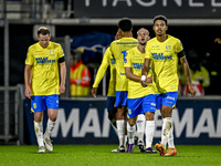 Players of RKC celebrate the goal of RKC forward Richonell Margaret, making the score 1-1, during the match between RKC and Twente at the Ma...