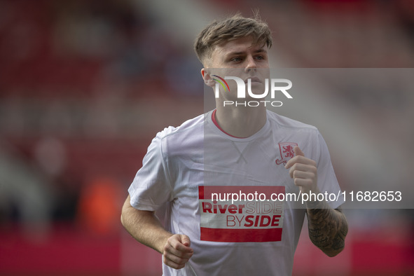 Ben Doak warms up prior to the Sky Bet Championship match between Middlesbrough and Bristol City at the Riverside Stadium in Middlesbrough,...