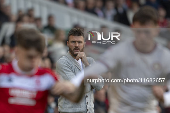 Middlesbrough Manager Michael Carrick watches from the sidelines during the Sky Bet Championship match between Middlesbrough and Bristol Cit...