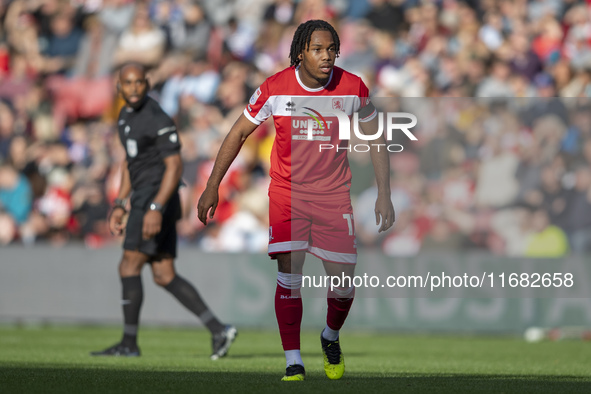 Micah Hamilton of Middlesbrough plays during the Sky Bet Championship match between Middlesbrough and Bristol City at the Riverside Stadium...