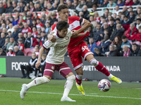 Middlesbrough's Neto Borges challenges for the ball with Bristol City's Yu Hirakawa during the Sky Bet Championship match between Middlesbro...