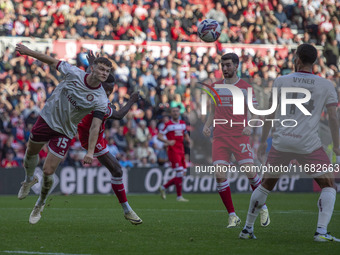 Luke McNally of Bristol City heads clear during the Sky Bet Championship match between Middlesbrough and Bristol City at the Riverside Stadi...