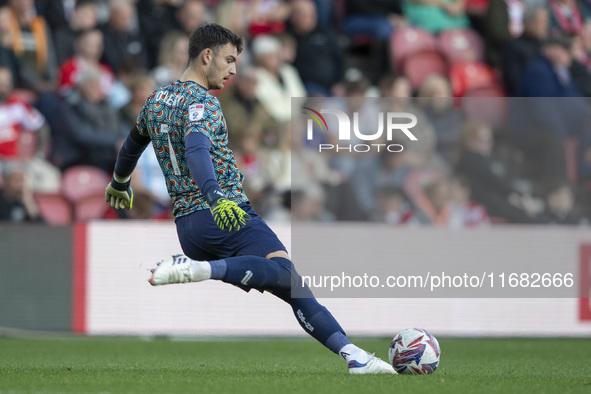 Bristol City Goalkeeper Max O'Leary participates in the Sky Bet Championship match between Middlesbrough and Bristol City at the Riverside S...