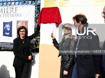 Rachida Dati, Minister of Culture, and Isabelle Huppert attend the remake of the light factories in Lyon, France, on October 19, 2024. (