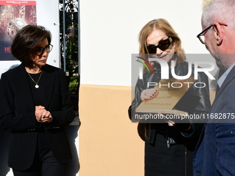 Rachida Dati, Minister of Culture, and Isabelle Huppert attend the remake of the light factories in Lyon, France, on October 19, 2024. (