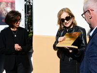 Rachida Dati, Minister of Culture, and Isabelle Huppert attend the remake of the light factories in Lyon, France, on October 19, 2024. (