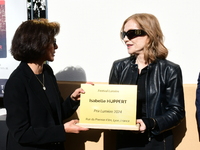 Rachida Dati, Minister of Culture, and Isabelle Huppert attend the remake of the light factories in Lyon, France, on October 19, 2024. (