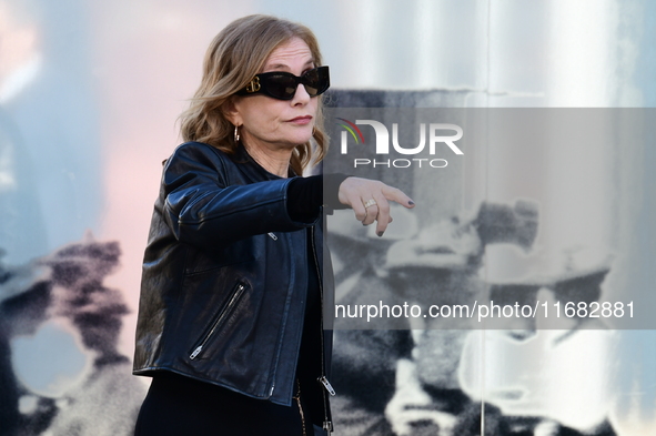 Isabelle Huppert attends the remake of the light factories in Lyon, France, on October 19, 2024. 