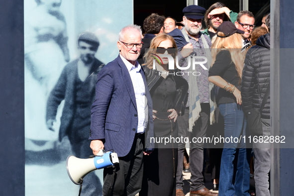 Rachida Dati, Minister of Culture, and Isabelle Huppert attend the remake of the light factories in Lyon, France, on October 19, 2024. 