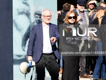 Rachida Dati, Minister of Culture, and Isabelle Huppert attend the remake of the light factories in Lyon, France, on October 19, 2024. (