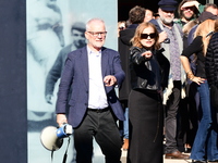 Rachida Dati, Minister of Culture, and Isabelle Huppert attend the remake of the light factories in Lyon, France, on October 19, 2024. (