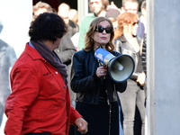 Rachida Dati, Minister of Culture, and Isabelle Huppert attend the remake of the light factories in Lyon, France, on October 19, 2024. (