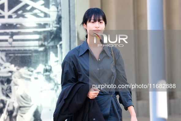 Bella Kim attends the remake of the light factories in Lyon, France, on October 19, 2024. 