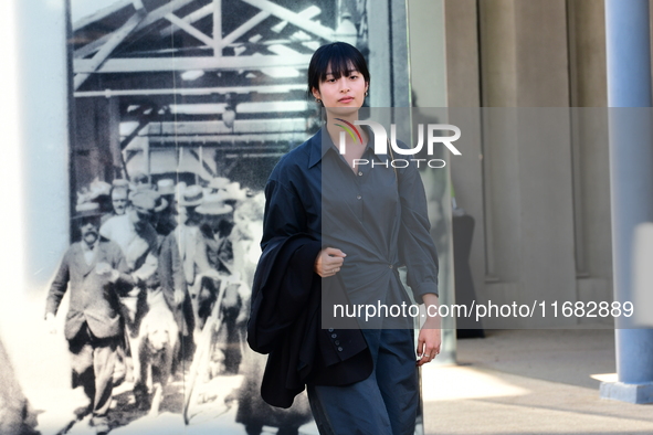 Bella Kim attends the remake of the light factories in Lyon, France, on October 19, 2024. 