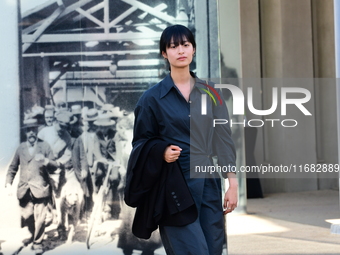 Bella Kim attends the remake of the light factories in Lyon, France, on October 19, 2024. (