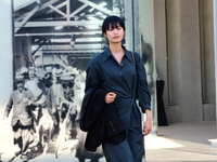 Bella Kim attends the remake of the light factories in Lyon, France, on October 19, 2024. (