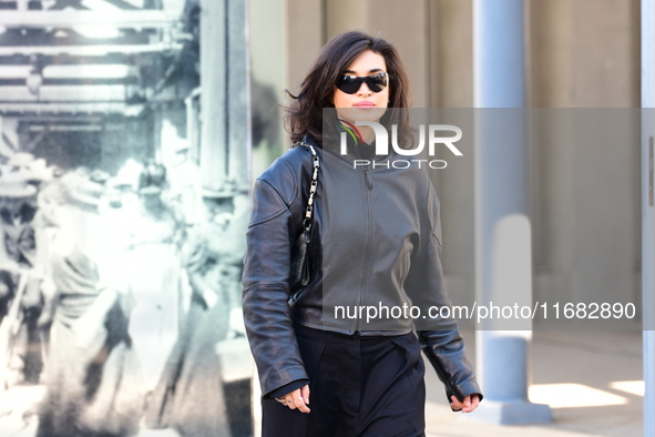 Camelia Jordana attends the remake of the light factories in Lyon, France, on October 19, 2024. 