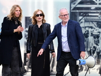 Sandrine Kiberlain and Isabelle Huppert attend the remake of the light factories in Lyon, France, on October 19, 2024. (