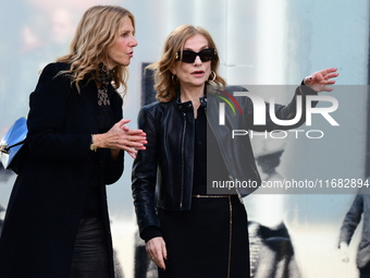 Sandrine Kiberlain and Isabelle Huppert attend the remake of the light factories in Lyon, France, on October 19, 2024. (