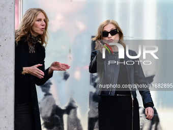 Sandrine Kiberlain and Isabelle Huppert attend the remake of the light factories in Lyon, France, on October 19, 2024. (